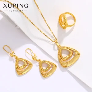 Xuping gold plated trianguls design 4 Pcs set